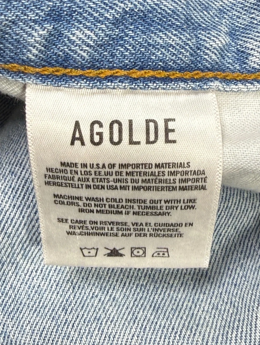 AGOLDE Sideline Fold Waistband Denim Shorts Women 33 Light